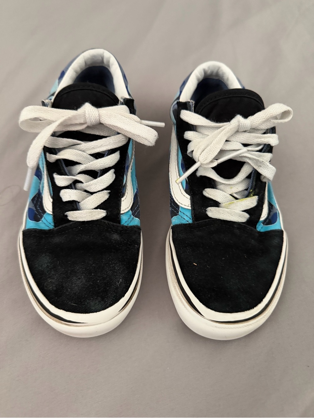 Vans Kids Black and Blue Low-Top Sneakers with White Stripe